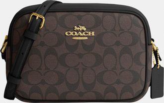 Coach Womens New Jamie Camera Bag with Leather Strap in Signature Canvas - Brown - One Size