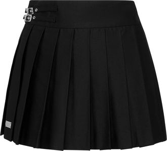 Philipp Plein Pleated Mini Skirt Skull - Dames - Korte rokken - Zwart - M - Katoen - Rokken