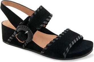 Gentle Souls Gayle Slingback Wedge Sandal in Black Suede at Nordstrom, Size 5.5