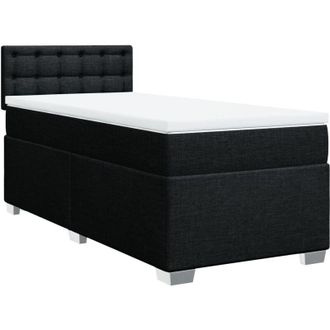 vidaXL Cama Box Spring Con Colch&oacute;n Tela Negro 90x190 Cm Vidaxl