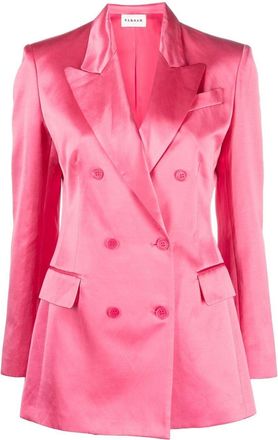 P.A.R.O.S.H. satin-finish double-breasted blazer - women - Cotton/Viscose/Linen/Flax/Viscose/Acetate - M - Pink