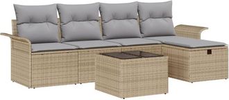 vidaXL Garden Sofa Set Manual 6 pcs Beige and Light Grey Poly Rattan vidaXL