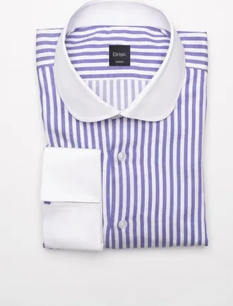 Brisk Bengal Twill Stripes Pima Cotton Shirt in White Club Collar at Nordstrom, Size 16