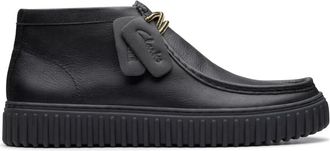 Clarks Wallabee Enkellaars - Heren - Veterlaarzen - Zwart - 45 EU - Leer - Schoenen