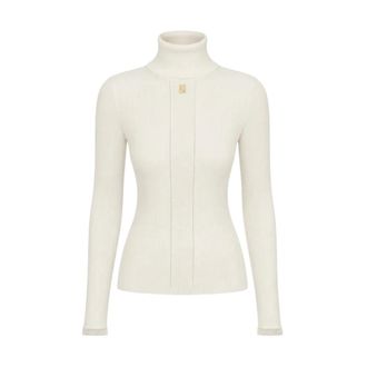 Elisabetta Franchi Dolcevita Ribbed Turtleneck - Dames - Truien - Geel - Maat: XS Viscose