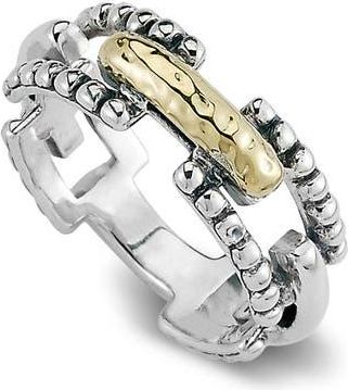 Samuel B. Sterling Silver & 18K Yellow Gold Paperclip Design Ring in Silver And Gold at Nordstrom Rack, Size 10