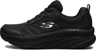 Skechers Womens Dlux Walker Infinite Motion Trainers,Black Leather Mesh Trim,2.5 UK