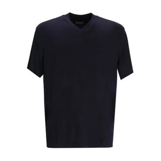 Emporio Armani T-Shirts, male, Blue, L, Silk-blend stretch t-shirt