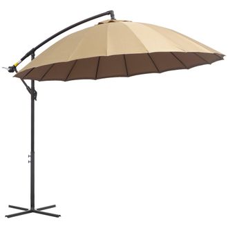 OUTSUNNY 3(m) Cantilever Shanghai Parasol w/ Crank Handle - Cross Base - Khaki | TJ Hughes