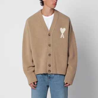 Ami Cardigan Ami de Coeur beige in misto alpaca