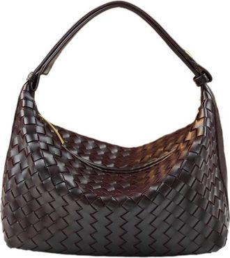 Generic Autumn And Winter Fashion Simple Solid Color Small Square Bag Texture Shoulder Woven(Coffee)