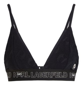 Karl Lagerfeld Ikon 2.0 bikinitop met logo-applicatie - Zwart