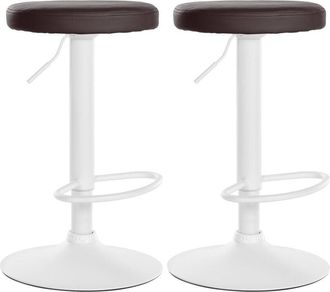 Clp Clp - Set De 2 Taburetes De Bar Ponte En Polipiel Marr&oacute;n Metal Blanco Mate