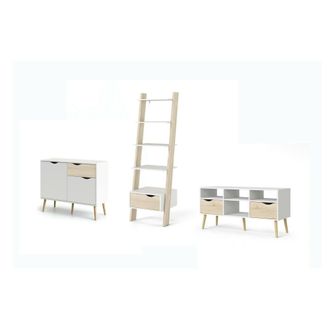 Dmora Estante Para Libros Faustina, Estante De Oficina, Porta Libros M&oacute;vil, Biblioteca, 207x166 H84 Cm, Blanco Y Roble - Dmora