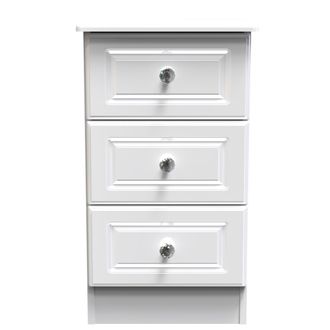 Welcome Furniture Lisbon Ready Assembled Bedside Table With 3 Drawers - White Gloss & White - Welcome Furniture | TJ Hughes
