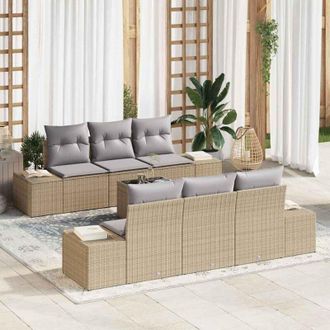 vidaXL Vidaxl - Conjunto De Sof&aacute; De Jard&iacute;n 7 Pcs Beige, Gris 55 X 55 X 37 Cm
