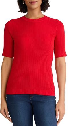 Jones New York Sutton Crewneck Short Sleeve Sweater in Rouge at Nordstrom, Size X-Small