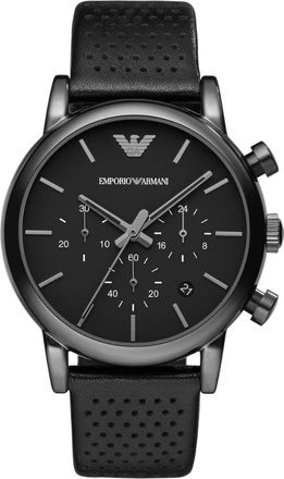 Emporio Armani Luigi AR1737 Heren Chronograaf Horloge 41 mm Zwart Leder