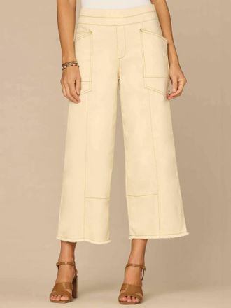 Democracy Ab Solution Skyrise Cropped Wide Leg Jeans In Ecru
