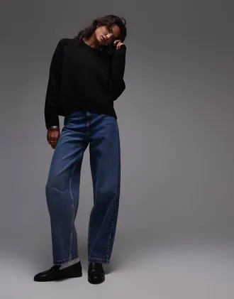 Arket wool crew neck sweater in black