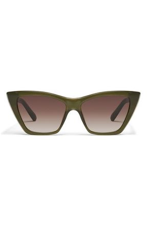 Quay Set in Stone 55mm Cat Eye Sunglasses in Olive/Brown at Nordstrom