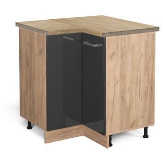 Vicco Armario De Esquina R-line, Antracita Alto Brillo, 75.6 Cm, Et Roble