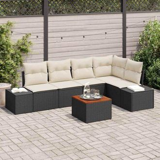 vidaXL Conjunto De Sof&aacute; De Jard&iacute;n 6 Pcs Negro, Blanco Vidaxl