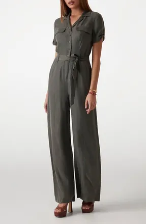 Guess Nalini Tie Waist Jumpsuit in Green at Nordstrom, Size Small
