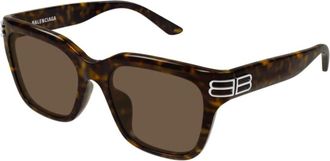 Balenciaga Rechthoekige Zonnebril - unisex - Zonnebrillen - Bruin - 56 MM - Nylon - Accessoires