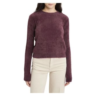 Kaos Ronde hals gebreid met imitatiebont - Dames - Ronde hals truien - Rood - S - Polyester - Truien & Vesten