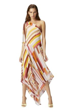 Missoni One-shoulder Cover-up Dress In Printed Silk With Scarf Bottom in Multicoloured at Nordstrom, Size 40 It