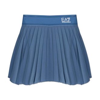Emporio Armani Short Skirts, female, Blue, Size: XS Pleated Skirt With Logo