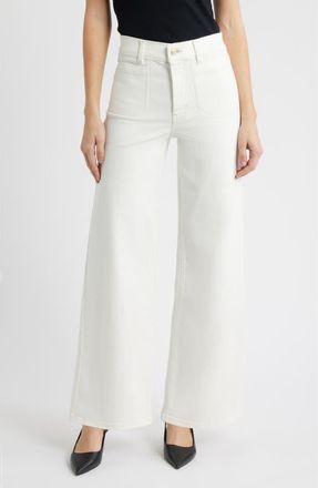 Frame Denim Le Slim Palazzo Patch Pocket High Waist Wide Leg Jeans in Au Natural Clean at Nordstrom, Size 28