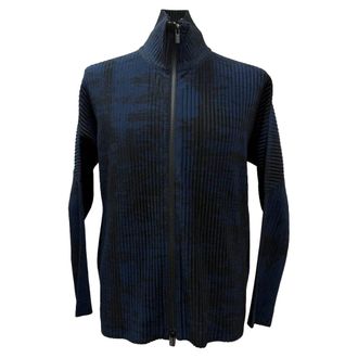 Issey Miyake Issey Miyake herenjack met rits in marineblauw polyester