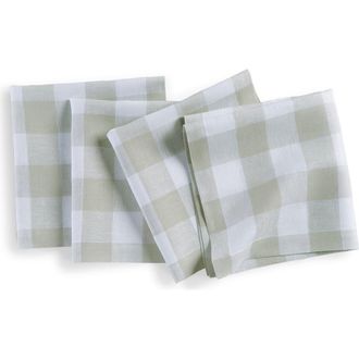 Solino Home Linen Dinner Napkins - Buffalo Check, 20 x 20 in Sage And White at Nordstrom, Size Large