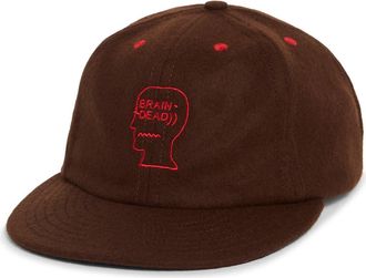 Brain Dead Embroidered Logohead Wool Blend Flannel Adjustable Baseball Cap in Brown at Nordstrom