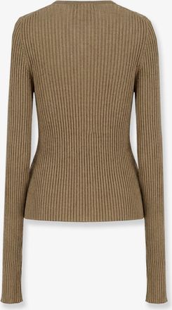 Nude Womens Ribbed Cotton-Blend Sweater Green