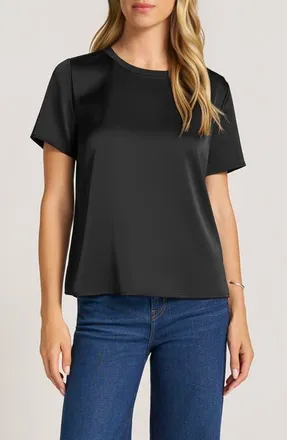 Matty M Clove Satin T-Shirt in Black at Nordstrom, Size X-Large