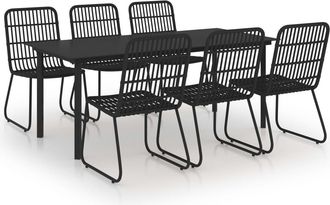 vidaXL Juego De Comedor Para Jard&iacute;n 7 Piezas Rat&aacute;n Sint&eacute;tico Y Vidrio Vidaxl