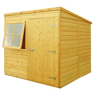 Shires Pent Single Door Tongue & Groove Garden Shed Workshop Approx 7x7 ft in Brown