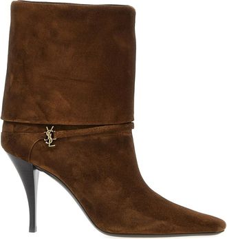 Saint Laurent Dark Brown Ricky Ankle Boots