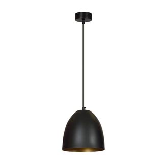 Wonderlamp L&aacute;mpara colgante con pantalla en forma de c&uacute;pula negra y dorada &oslash;18cm