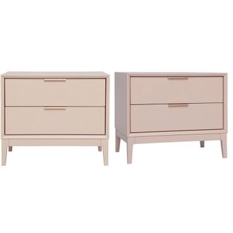 Miliboo Miliboo - Comodini rosa e metallo dorato con cassetti L60 cm (set di 2) giana