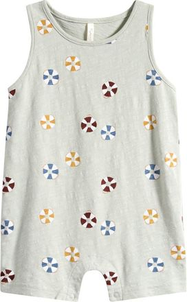 Rylee + Cru Print Cotton Romper in Seafoam at Nordstrom, Size 12-18M