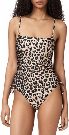 AllSaints Court Side Tie One-Piece Swimsuit in Leppo Brown at Nordstrom, Size Medium