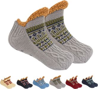 Generic Kelvono Winter Wool Socks,Winter Fuzzy Non-slip Floor Socks, Thick Cold Proof Soft Fleece Interior Sock for Men and Women (Grey,Medium)