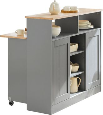 SoBuy Aparador De Almacenamiento Con Encimera Extensible Isla De Cocina Armario De Cocina M&uacute;ltiple 110 X 97 X 68 Cm Fsb36-hg Sobuy Es