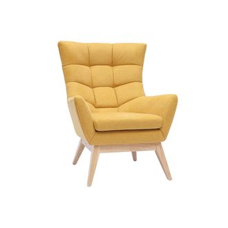 Miliboo Miliboo - Sill&oacute;n Tejido Efecto Aterciopelado Texturizado Amarillo Mostaza Brody