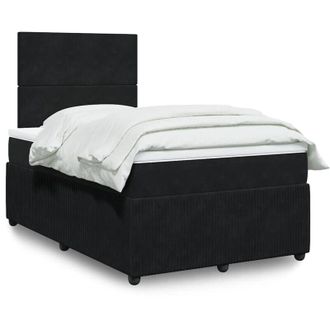 vidaXL Cama Box Spring Con Colch&oacute;n Terciopelo Negro 120x190 Cm Vidaxl
