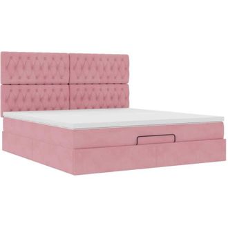 vidaXL Estructura De Cama Otomana Colchones Terciopelo Rosa 180x200cm Vidaxl